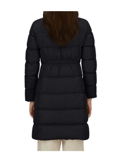 Giaccone lungo da donna in raso con collo in eco pelliccia, colore nero HERNO | PI002124D12170Z9300